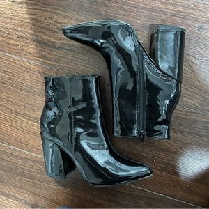 Black Ankle Chunky Heeled Boots